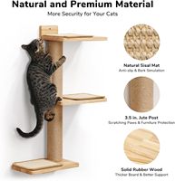 Vente chaude Motif Solide Mur Monté Chat Escalade Étagère En Caoutchouc Bois Matériel avec Jute Griffoir Pet Maisons & Meubles