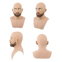 Trois Options de barbe jeune homme acteur Silicone tête masque visage masculin personnalisé Halloween fête Crossdresser Film accessoires