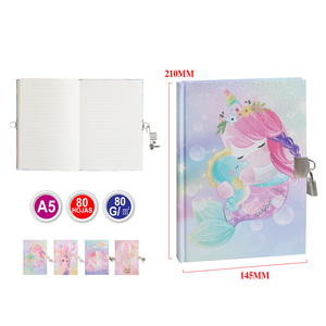 A5 diario sicuro per i bambini 80 fogli 80GSM carta termica rilegato Notebook con serratura a chiave Offset copertura di carta - Product Image 1