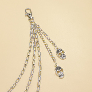 โซ่คาดเอว จี้รูปหัวกะโหลกทรงเรขาคณิต โลหะผสมสังกะสี หลายชั้น แฟชั่นลำลอง โซ่คล้องตัว - Product Image 4