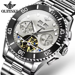 OUPINKE – montre de luxe pour hommes, automatique, mécanique, étanche à 50M, en acier inoxydable, Design squelette Tourbillon, Reloj - Product Image 1
