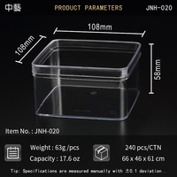 JNH020 Boîte d'emballage carrée transparente en PS jetable personnalisée avec couvercle, finition brillante, pour rouleaux d'œufs, cupcakes, pâtisseries, produits pour bébés