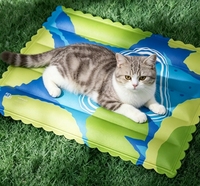 Tapis rafraîchissant pour animaux de compagnie, motif monstre abstrait coloré, pliable, facile à nettoyer, en gel, pour cage, canapé, sol