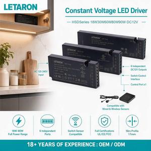Controlador LED de Voltaje Constante 12V 24V 18W a 90W, Solución de Iluminación para Gabinetes, Fuente de Alimentación LED, Controlador LED Delgado, ODM OEM de Fábrica - Product Image 3