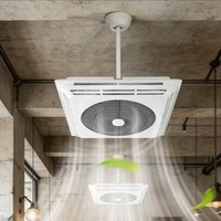 Ventilador de Techo Empotrado de 60x60cm con Luz LED de Anillo, 30W, 6 Velocidades, Control Remoto Gradual para Oficina, Hotel, Interior