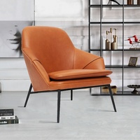 Fauteuil de salon nordique, fauteuil individuel confortable, fauteuil de salon moderne en cuir, ensemble de meubles en tissu, fauteuil design