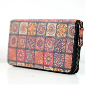 Vente en gros Pochette multifonctionnelle à fermeture éclair longue Portefeuille rétro pour femme Porte-carte de téléphone en liège de luxe à la mode Porte-carte de crédit Porte-monnaie - Product Image 1