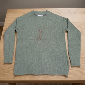 Casual <b>Women's</b> 100% Cotton Solid Button Eco-Friendly Wool Liner Stand Collar Double Breasted Sweater Dress <b>Long</b> Sleeves <b>Cardigan</b> - Product Image 3