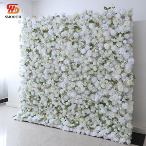 Suave decoración de boda pared Floral 3D enrollable tela colgante trasero marfil Rosa Pared de flores artificiales para escenario de boda - Product Image 5