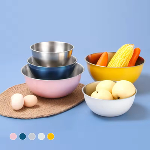 Plato para Buffet, Tazón de Acero Inoxidable Estilo Coreano de Varios Tamaños para Mezclar Fideos Fríos, Pan, Ensaladas, Tazón Grande para Mezclar - Product Image 1