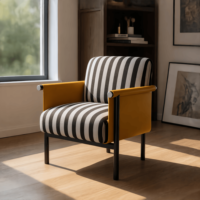Fauteuil de salon en teck doré, style moderne et minimaliste, pour la maison, le bureau et l'hôtel, coin lecture