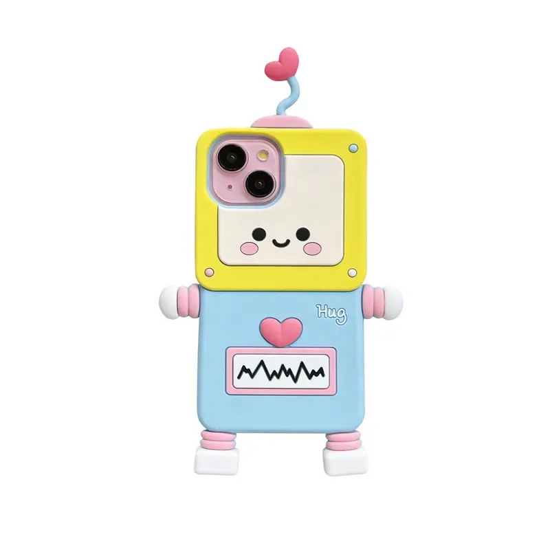 कार्टून प्यारा प्यार रोबोट सिलिकॉन सॉफ्ट शेल सुरक्षात्मक शॉकप्रूफ मोबाइल फोन कवर केस 11 12 13 14 15 प्रो मा