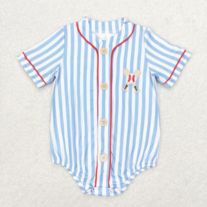 Ensembles de vêtements d'été brodés de baseball pour bébés garçons et filles, vente en gros, vêtements de boutique pour enfants, barboteuses pour bébés garçons - Product Image 3