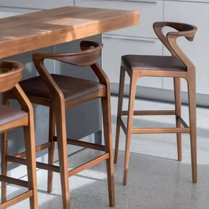 Sgabello da Bar in <span class=keywords><strong>Legno</strong></span> MORE DESIGN con Cuscino Bianco e Braccioli, per Caffetteria, Ristorante, <span class=keywords><strong>Cucina</strong></span>, Bancone - Product Image 1