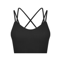 Sujetador deportivo acolchado OEM personalizado con espalda cruzada y canalé, de alto soporte, para correr, gimnasio, fitness, marca privada, venta al por mayor, para mujer
