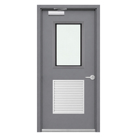 Porte coupe-feu en acier galvanisé 30 minutes pour centres de données, porte de couloir d'escalier avec grille coupe-feu et ferme-porte automatique