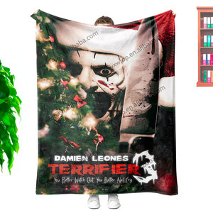 <span class=keywords><strong>Manta</strong></span> de Franela Personalizada con Estampado de Película de Terror de Halloween, <span class=keywords><strong>Manta</strong></span> de Felpa Vintage con Diseño de Payaso Aterrador en Blanco y Negro - Product Image 4