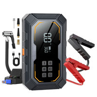 Démarreur de moto portable 2-en-1 avec gonfleur de pneus, batterie externe 8000 mAh, compresseur d'air 150 PSI, arrêt automatique intelligent, charge rapide USB-C