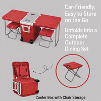 Table pliante avec glacière 28L, glacière à roulettes, rangement alimentaire pour fêtes en extérieur, chaises pliantes ODM