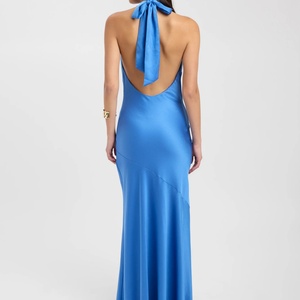 Robe de Soirée de Luxe en Satin Tissé Naturel Vintage de Haute Qualité, Personnalisée, avec Col Halter et Dos Ouvert, Style Corset, pour Femme - Vente en Gros - Product Image 2