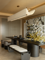 Ensemble de salle à manger personnalisé pour 14 personnes, grande taille, durable, table en pierre, mobilier de salle à manger moderne, usage commercial, hôtel, privé