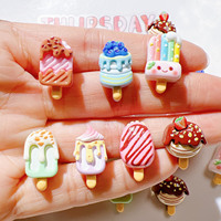 Nouveau lot créatif de 60 cabochons plats en forme de nourriture miniature pour maison de poupée, thème crème glacée d'été, pour scrapbooking et décoration de coques de téléphone