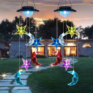 Lampe solaire led, carillons éoliens, différentes couleurs, en forme d'étoile de lune, lampe d'extérieur, carillon éolien - Product Image 1