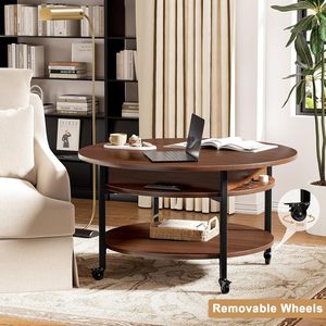 <span class=keywords><strong>Table</strong></span> <span class=keywords><strong>basse</strong></span> <span class=keywords><strong>ronde</strong></span> sur roulettes, <span class=keywords><strong>table</strong></span> roulante avec compartiment de rangement, <span class=keywords><strong>table</strong></span> circulaire à 2 niveaux pour salon et petits espaces - Product Image 6