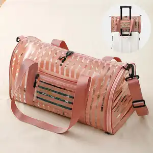 USA Stripe PVC Clear Gym Bag Large Sports Fitness Duffel Bag for women with shoe compartment
