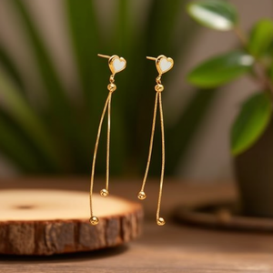 ต่างหูแฟชั่นทรงหยดน้ำ สแตนเลส 316L ชุบทอง PVD ทนทาน ดีไซน์ยาวห้อย - Product Image 3