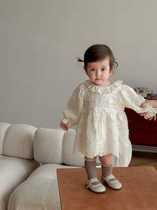 Vestito Autunnale alla Moda per Bambina, Maniche Lunghe, Tinta Unita, Dolce, in Lana, ODM, Jacquard, Stile Principessa - Product Image 4