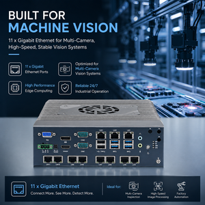 PC Industrial Integrado con 11 Puertos LAN GbE PoE, Intel Core <span class=keywords><strong>I3</strong></span> I5 I7 de 10.ª Generación, Mini Computadora Compacta para Visión Artificial y Múltiples Cámaras - Product Image 1