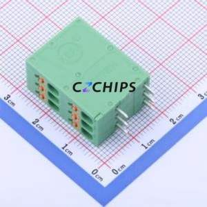 KF207RH-3.5-2*3P Spring Terminal Block Bent Lead Through Hole,P=3.5mm Connector 2x3P 3.5mm Green 6P - Product Image 1