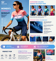Combinaison de cyclisme et de triathlon pour femmes en maille premium, sublimée, pour l'été, sport quotidien décontracté, maillot de cyclisme coloré à dégradé, sublimation