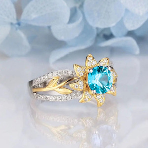 Anello con Gemma Blu Girasole per Donne, Gioiello da Dito Fresco ed Elegante alla Moda - Product Image 5