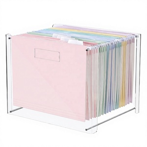 Organizador de Archivos de Acrílico, Soporte de Almacenamiento, Organizador de Carpetas, Tamaño Carta/A4, Caja de Almacenamiento Transparente de Lujo para Escritorio, con Asas, para Oficina en Casa - Product Image 2