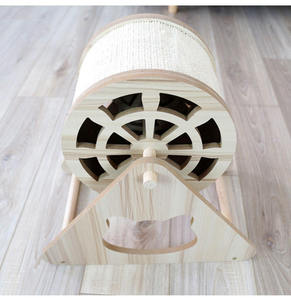 Juguetes personalizados para gatos: rueda de la fortuna de madera maciza, rascador de sisal, poste vertical para afilar garras, estructura de escalada para gatos - Product Image 3