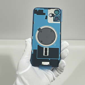 Coque arrière unie en verre avec lentille d'appareil photo pour iPhone 14 15 16 17 Pro Max, boîtier arrière avec plaque métallique et anneau magnétique - Product Image 5