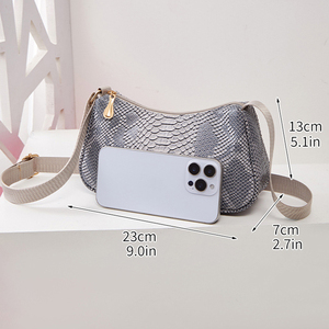 PU cuir Hobo sacs 2025 nouveau <span class=keywords><strong>Smartphone</strong></span> sac serpent-impression épaule sac à main serpent sous les bras femmes sac - Product Image 2