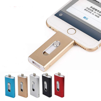 Flashdisk USB 2.0/3.0 3-in-1 OTG untuk Smartphone, Bahan Metal, Model Tarik-Tekan, Bersertifikasi CE ROHS, Garansi 1 Tahun