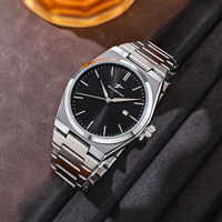 Jam Tangan Pria Mewah RICECGO Stainless Steel Quartz Sederhana Bisnis Dial Besar Timer Kalender Gerakan Quartz Jam Tangan Pria