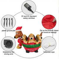 Dachshund gonflable de Noël de 1,5 mètre avec trois chiots, lumières LED, ornement décoratif pour la cour et le jardin