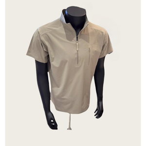 Nouveau T-shirt de sport personnalisé de haute qualité pour hommes, tissu 180g, conception simple de couleur unie, impression de logo à encolure zippée pour hommes - Product Image 1