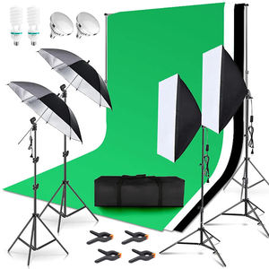 Kit d'éclairage de studio de photographie pour les soirées de tournage Photo Shoots Softbox Backdrop Stand Metal Tripod Video Set - Product Image 1
