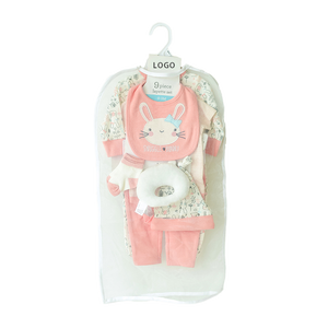 Commercio all'ingrosso 100% cotone manica intera Super morbido abbigliamento neonato Set regalo Baby Layette con cappello tuta - Product Image 2