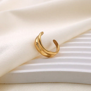 Geometric Open Double Layer <b>Titanium</b> Steel <b>Ring</b> For Women Gold Color Index Finger Jewelry Gift Fashion Accessory - Product Image 3