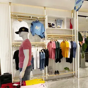 High Quality Black Stainless Steel Cloth Rack Display For Shopping Mall Garment Store