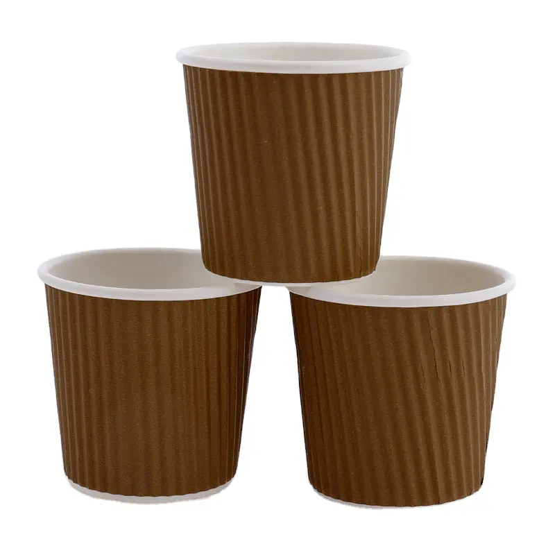 Huaining कागज कप फैक्टरी मूल्य 4oz नालीदार कागज कॉफी कप Lids के साथ