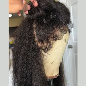 Wholesale 100% Raw Virgin Hd Lace Frontal Wigs Vendors Raw Indian Curly Hair Wig with Curly Baby Hair 4b 4c Texture Hairline Wig