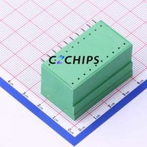 WJ15EDGRH-3.81-10P Plug-in Terminal Block Bent Lead Through Hole,P=3.81mm Board-to-Board / Socket - Closed 3.81mm Green - Product Image 2